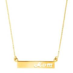 Just Gold 'Mom' Cutout Bar Necklace in 10K Gold