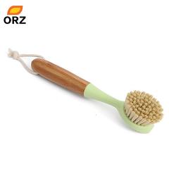 ORZ Pan Pot Brush Bamboo Long Handle Dish Cleaning Brush Kitchen Pan Cleaner Household Cleaning Tools