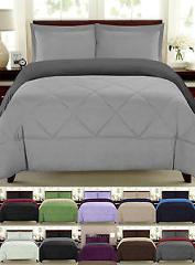 Reversible Goose Down Alternative Comforter Sham 3 PC Set 90 GSM - 14 Colors