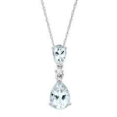 1 1/2 ct Natural Aquamarine Drop Pendant with Diamond in 14K White Gold