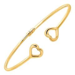 Just Gold Sideways Heart Edge Cuff Bracelet in 10K Gold