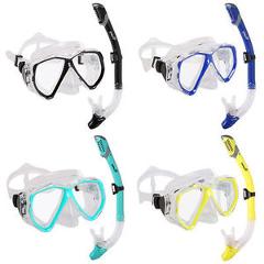 Dry Snorkel Set - Snorkeling Gear - Double Lens Diving Mask & Snorkel w/ Dry Top