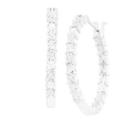 Front-Back Hoop Earrings with Diamonds in Sterling Silver