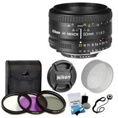 NEW Nikon 50mm f/1.8D AF Nikkor Autofocus Lens + 3 Piece Filter Set Complete Kit