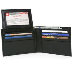 Alpine Swiss Mens Wallet Genuine Leather Removable ID Card Case Bifold Passcase