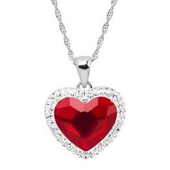 Crystaluxe Red Heart Halo Pendant with Swarovski Crystals in Sterling Silver