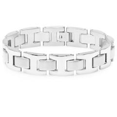 Men's Stainless Steel Solid Link Bracelet 8 1/2 inches