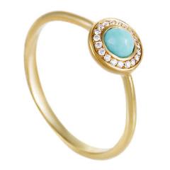 Ippolita Lollipop 18K Yellow Gold Diamond and Turquoise Mini Round Ring