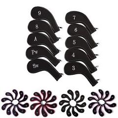 Neoprene Zippered Golf Club Iron Covers 10 PCS 3-9 Iron A SW PW Head Cover Set