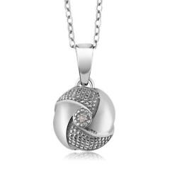 Gorgeous Rhodium Plated Diamond Knot Pendant with 18 Inch Chain