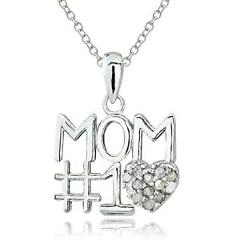 Sterling Silver 1/8ct Diamond #1 MOM Necklace