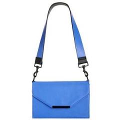 INC 6012 Womens Blue Faux Leather Flap Crossbody Handbag Purse Small BHFO