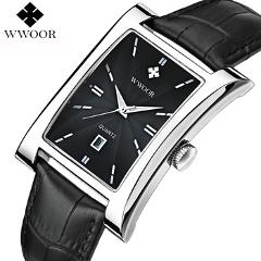 Men Watches Top Brand Luxury Glow Hour Date Square Clock Male Waterproof Casual Quartz Watch Men Leather Strap Sport Wrist Watch