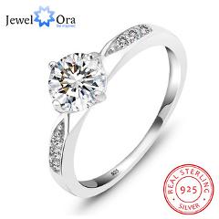 Promise 925 Sterling Silver Ring Classic Wedding Ring Jewelry Cubic Zircon Rings For Women Bridesmaid Gifts ( JewelOra )