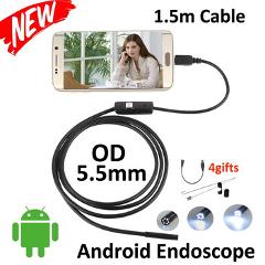 1.5M Micro USB Android Endoscope Camera 5.5mm Len Flexible Snake USB Pipe Portable Inspection Micro USB Borescope  6LED Camera