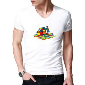 2018 Summer Men T-Shirts The Big Bang Theory Printed Stylish Design Rubik Cube T Shirts Casual Elastic Cotton Short Sleeve Tees