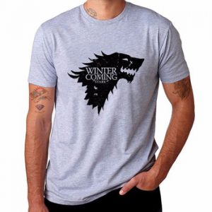 BLWHSA Game Of Thrones Print Winter Is Coming Stark Blood Wolf Men T Shirt Casual Cotton High Quality Cool T-Shirt For Men
