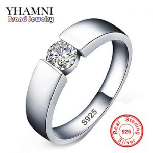 YHAMNI 100% original Solid 925 Silver Rings Set 6mm 1ct CZ Diamant Engagement Rings Jewelry Wedding Rings for Women and Men RD10