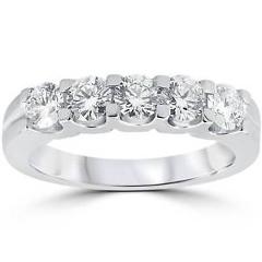 1ct Diamond Wedding Ring Anniversary Stackable Band 14K White Gold