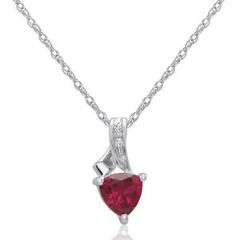 1ct TW Ruby and Natural Diamond Pendant Necklace in Sterling Silver