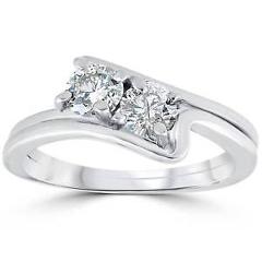 3/4Ct Two Stone Diamond Forever Us Engagement Ring Wedding Set 10K White Gold