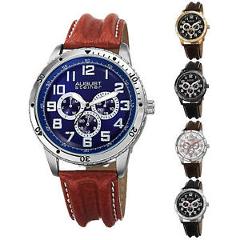 Men's August Steiner AS8116 Quartz Multifunction Genuine Leather Strap Watch