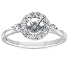 Diamond Halo Engagement Ring Setting 3/8ct Diamond Engagement Mount White Gold