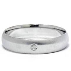 Mens Diamond Solitaire Wedding Band 14K White Gold