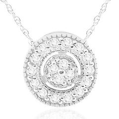 1/4 ct Diamond Pave Halo Pendant 14K White Gold Womens Necklace & 18" Chain