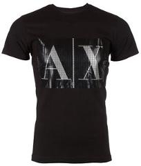 ARMANI EXCHANGE Mens T-Shirt BOX LOGO Slim BLACK Casual Designer $45 Jeans NWT