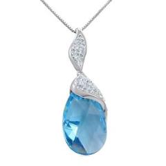 .925 Sterling Silver Pendant with Aqua Blue and White Swarvovksi Crystals