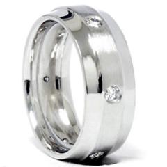 Mens 3/4ct Comfort Fit 14K White Gold Wedding Band Ring