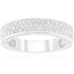 1 ct Diamond Pave Wedding Ring Womens Anniversary Stackable Band 14k White Gold
