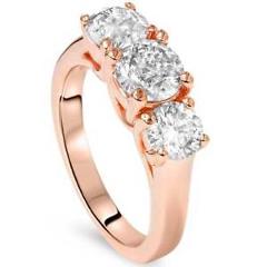 1 3/8ct 3-Stone Diamond Engagement Ring 14K Rose Gold Past Present Future