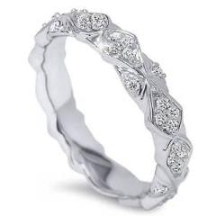 1/2ct Vintage Sculptural Diamond Eternity Ring 14K White Gold