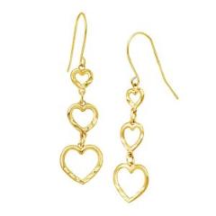 Eternity Gold Graduated Open Heart Drop Earrings in 10K Gold