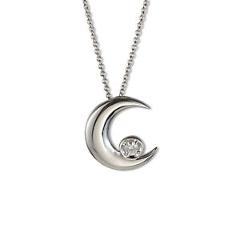 Charles & Colvard Forever Classic Round 3mm Moissanite Moon Pendant Necklace