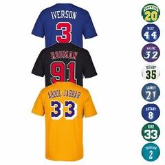 NBA Legends HOF Adidas Soul Swingman Player Name & Number Jersey T-Shirt Men's