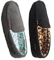 Jockey Women's Slipper Slip On Pattern Lined Loafer Slipper Moccasin Black/Gray