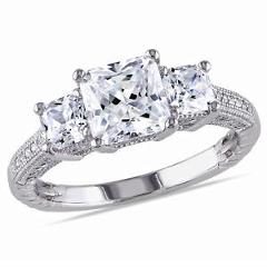 Amour Sterling Silver White Round Cubic Zirconia Engagement Ring