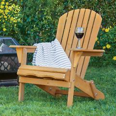 Outdoor Wood Adirondack Chair Foldable Patio Lawn Deck Garden Furniture