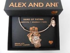 Alex and Ani Hand of Fatima III Bangle Bracelet ROSE GOLD NEw Tag Box Card
