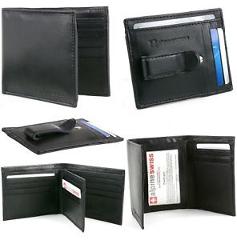 Alpine Swiss Mens Leather Wallet Money Clip Bifold Trifold Front Pocket Wallets