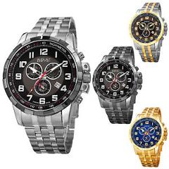 Men's August Steiner AS8118 Swiss Quartz Chronograph Date Stainless Steel Watch