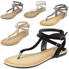 Alpine Swiss Women's Gladiator Sandals Braided T-Strap Slingback Roman Flats