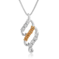 Champaign and White Diamond Pendant in Sterling Silver