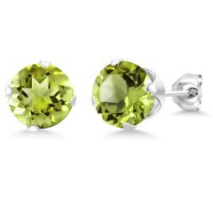 2.00 Ct Green Peridot Gemstone 925 Sterling Silver Stud Earrings 6MM