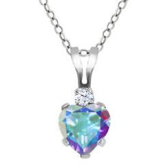 0.59 Ct Mercury Mist Mystic Topaz White Topaz 925 Sterling Silver Pendant