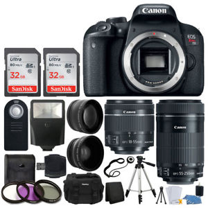 Canon EOS Rebel T7i DSLR Camera with 18-55mm and 55-250mm Lenses + Accessories