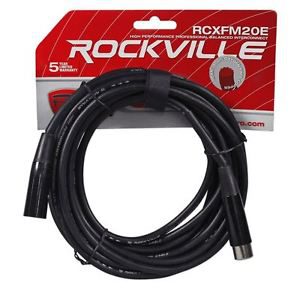 Rockville RCXFM20E-B 20 Foot Female to Male XLR Mic Cable Black 100% Copper